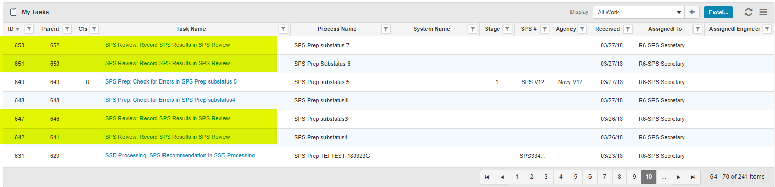 Record SPS Results Tasks in My Task Table